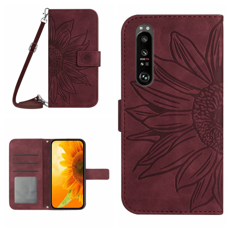 ART SUNFLOWER Pénztárcahuzat zsinórral Sony Xperia 1 VI bordóhoz termék 2. képe