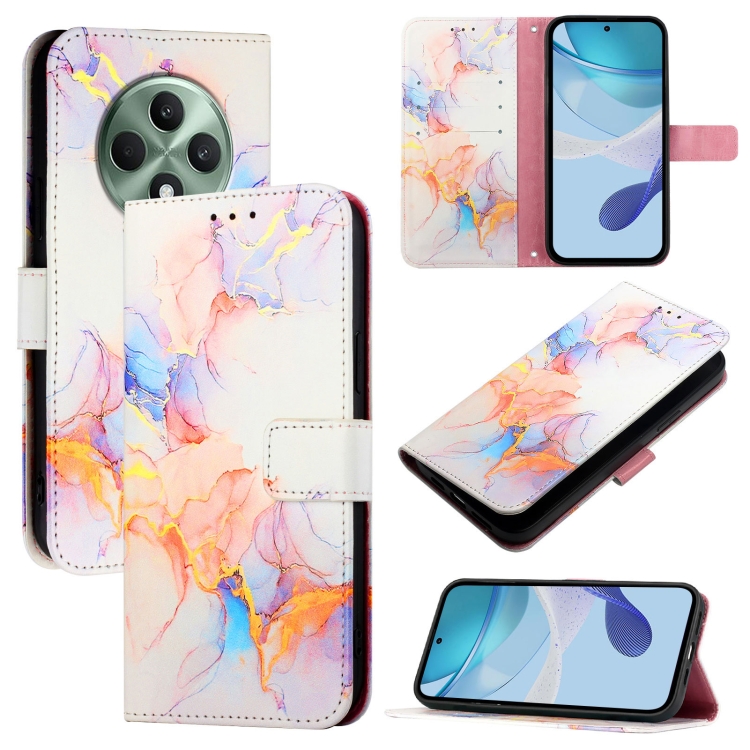 ART MARBLE Pénztárcahuzat Oppo Reno12 FS 5G-hez WHITE NARANCS termék 2. képe