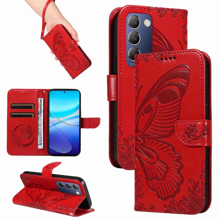 ART BUTTERFLY Pénztárcatok a Vivo V40 SE-hez 5G piros termék 2. képe