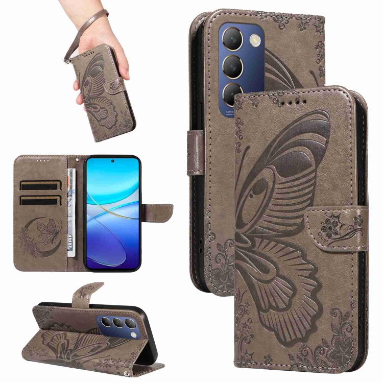 ART BUTTERFLY Pénztárcahuzat Vivo V40 SE típushoz 5G szürke termék 2. képe