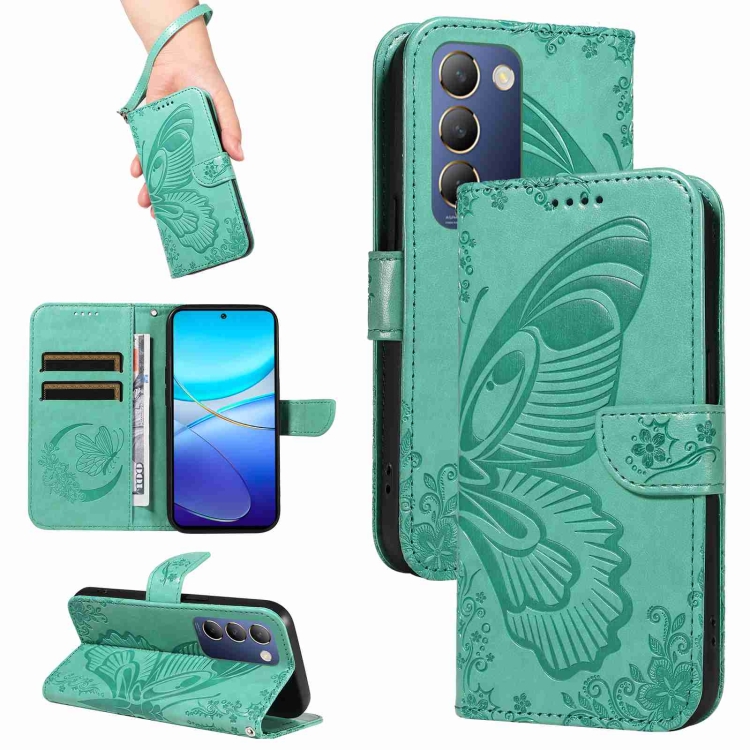 ART BUTTERFLY Pénztárcahuzat Vivo-hoz V40 SE 5G zöld termék 2. képe