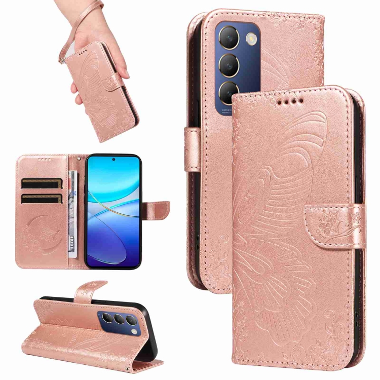 ART BUTTERFLY Pénztárca tok Vivo V40 SE 5G rózsaszín aranyhoz termék 2. képe