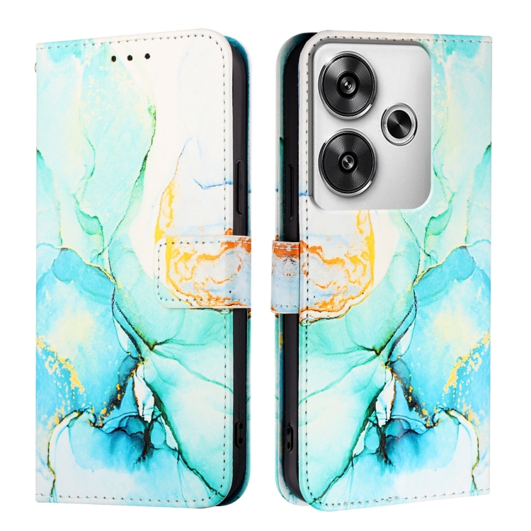 ART MARBLE Pénztárcahuzat Xiaomi Poco F6 GREEN-hoz akciós termékkép 1