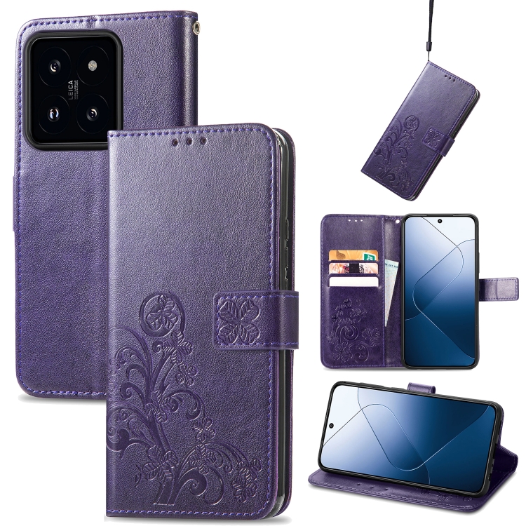 ART FLOWER S pénztárca tok Xiaomi 14 lila telefonhoz termék 2. képe