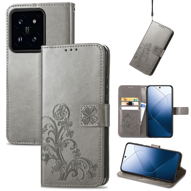 ART FLOWER S pénztárca tok Xiaomi 14 szürke színhez termék 2. képe