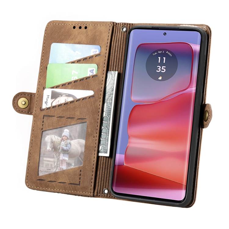 GEOM pénztárca tok Motorola Edge 50 Pro barna színben termék 2. képe