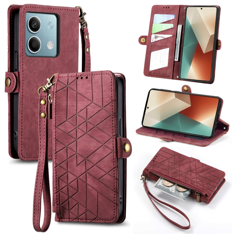 GEOM Wallet tok Xiaomi Redmi Note 13 5G piros telefonhoz termék 2. képe