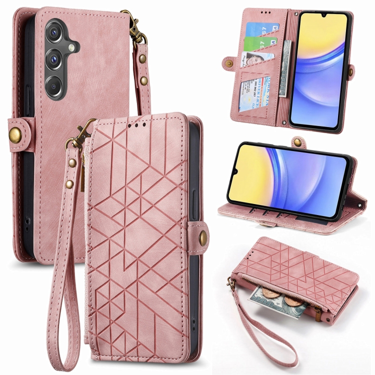 GEOM Wallet tok Samsung Galaxy A15 / A15 5G rózsaszín telefonhoz termék 2. képe