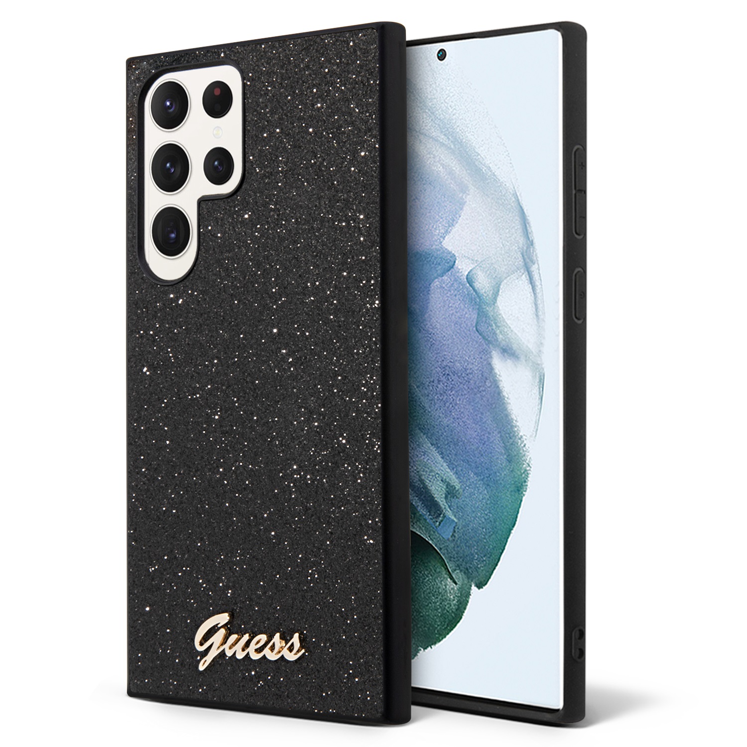 GUESS GLITTER FLAKES Samsung Galaxy S24 Ultra 5G védőburkolat fekete akciós termékkép 1