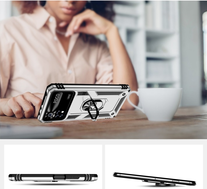 RING Védőtok Xiaomi Poco X4 Pro 5G ezüsthöz termék 2. képe