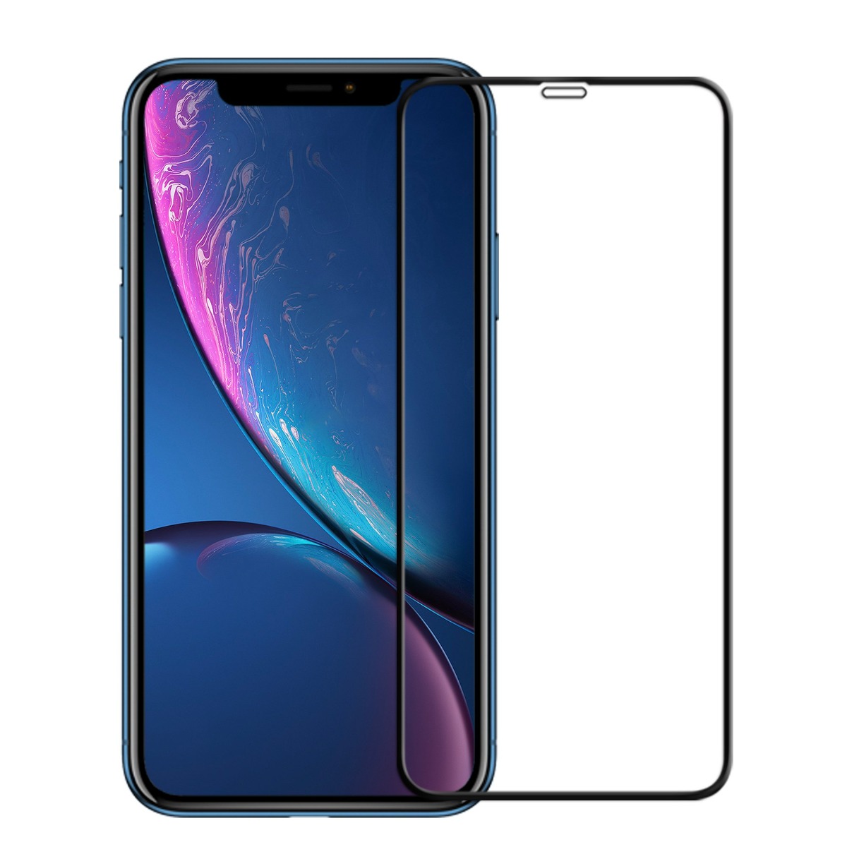 3D Edzett (edzett) üveg Apple iPhone XR / iPhone 11 fekete akciós termékkép 1