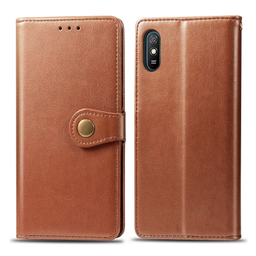 LEATHER BUCKLE Wallet Xiaomi Redmi 9A / 9AT barna akciós termékkép 1