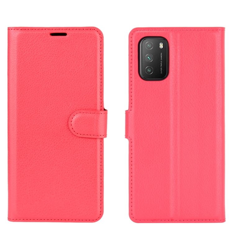 LITCHI Wallet tok Xiaomi Poco M3 piros akciós termékkép 1