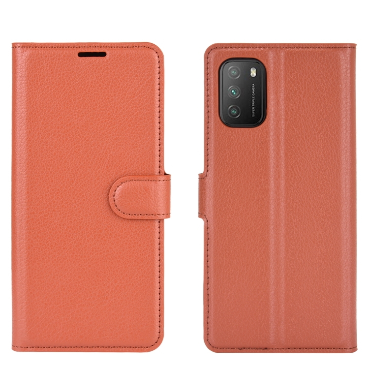 LITCHI Pénztárca huzat Xiaomi Poco M3 barna akciós termékkép 1