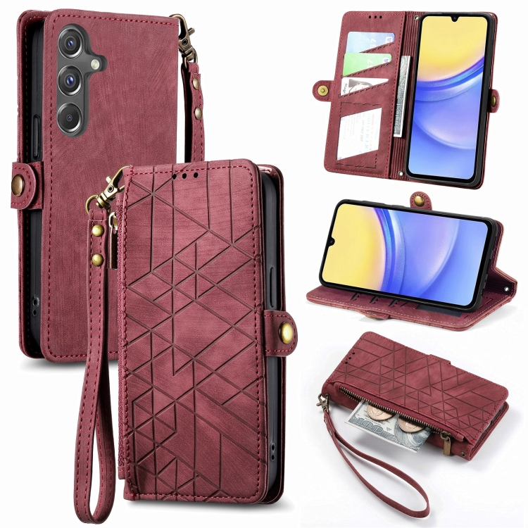 GEOM Wallet tok Samsung Galaxy A15 / A15 5G piros telefonhoz termék 2. képe