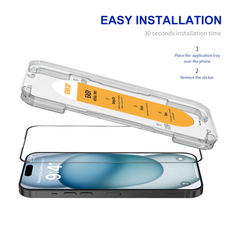 ENKAY 3D Edzett védőüveg Apple iPhone 15 Plus / iPhone 16 Plus készülékhez termék 2. képe