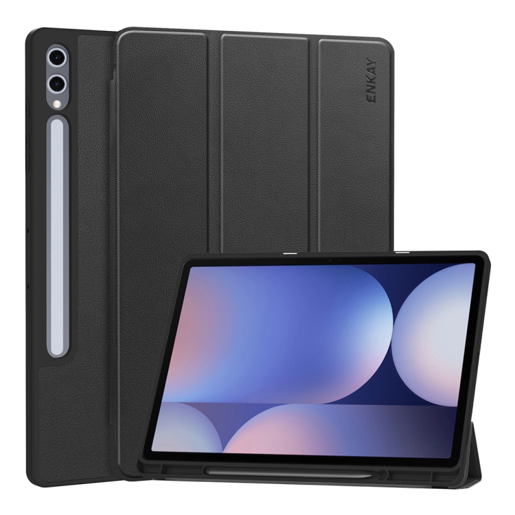 ENKAY LEATHER Felhajtható fedél a Samsung-hoz Galaxy Tab S10 Ultra fekete akciós termékkép 1