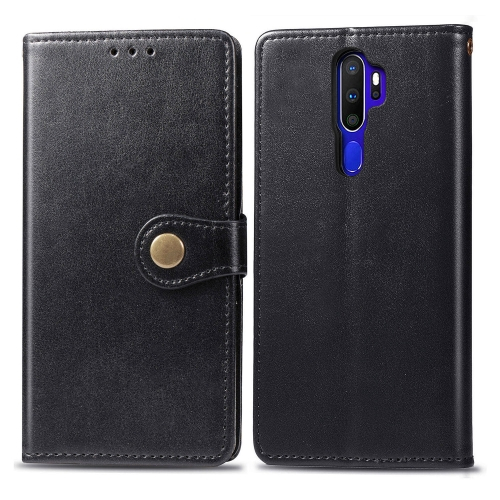 LEATHER BUCKLE pénztárca tok OPPO A5 2020 / OPPO A9 2020 fekete akciós termékkép 1