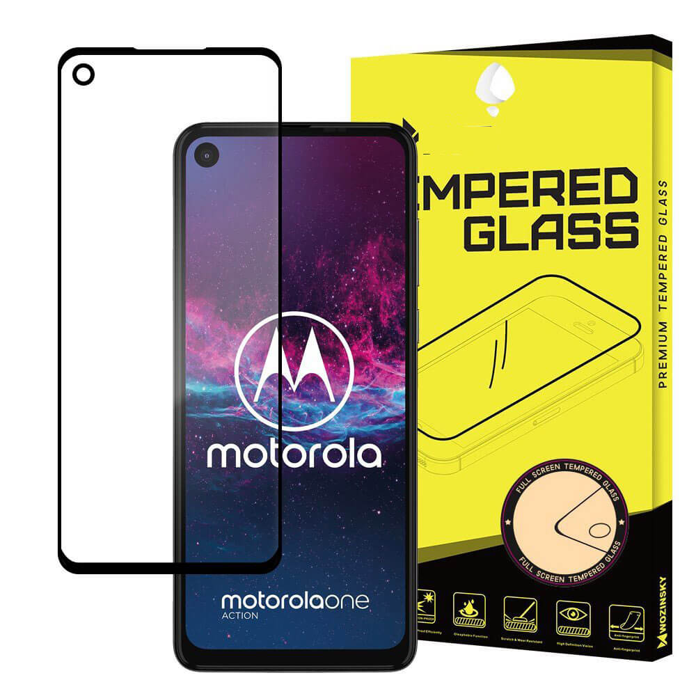 3D Edzett üveg Motorola One Action fekete