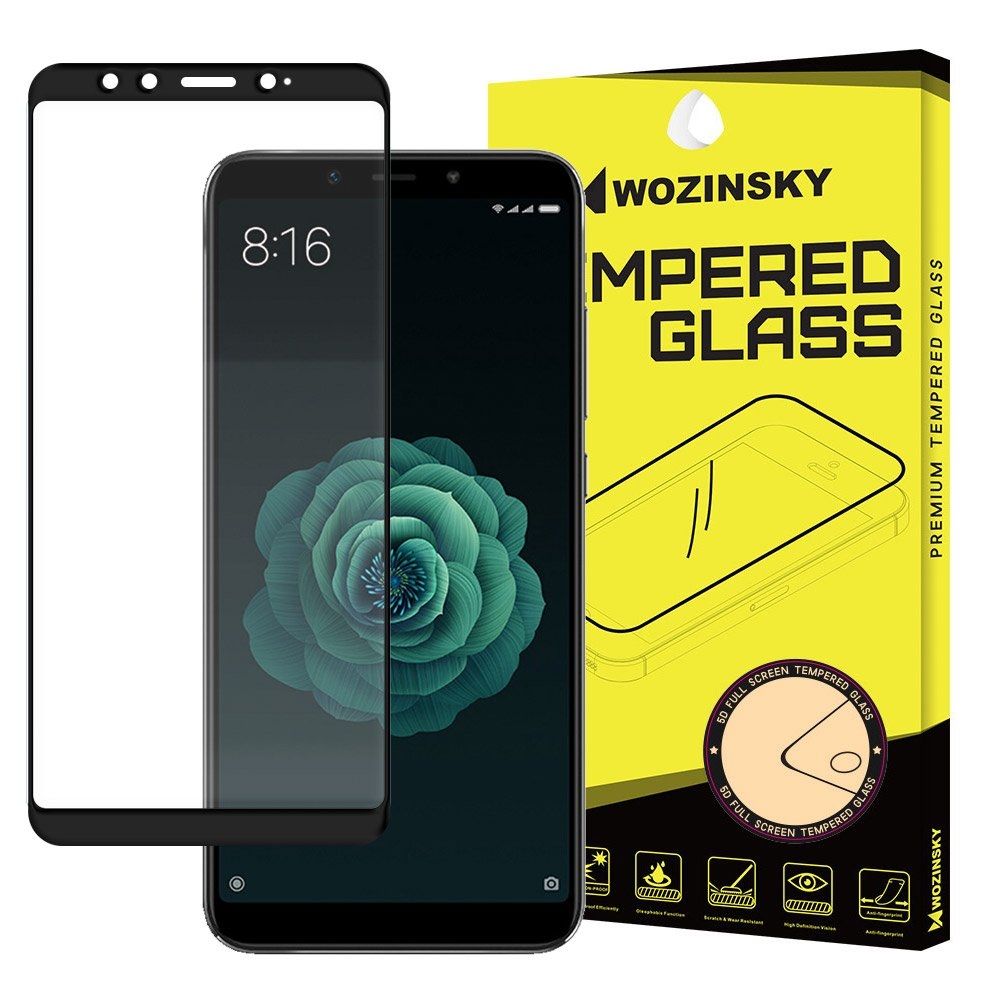 3D edzett üveg Xiaomi Mi 6X / Mi A2 fekete akciós termékkép 1