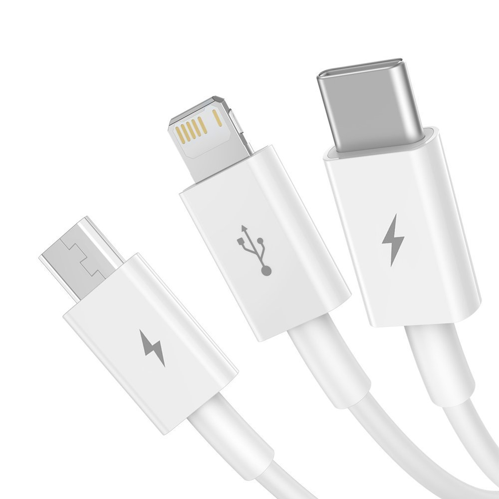BASEUS SUPERIOR 3 az 1-ben adatkábel ( USB Type-C / Lightning / micro USB ) fehér termék 2. képe
