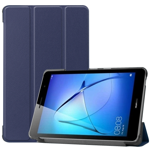 LEATHER Huawei MatePad T8 flip borító sötétkék akciós termékkép 1