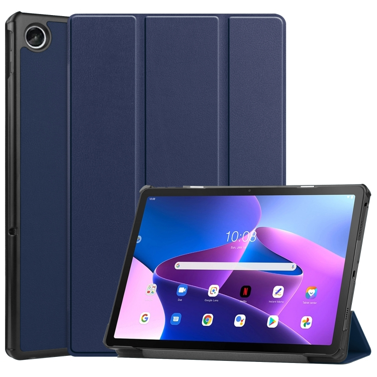 BŐR Flip borítás Lenovo Tab M10 Plus 3. generációs sötétkékhez akciós termékkép 1