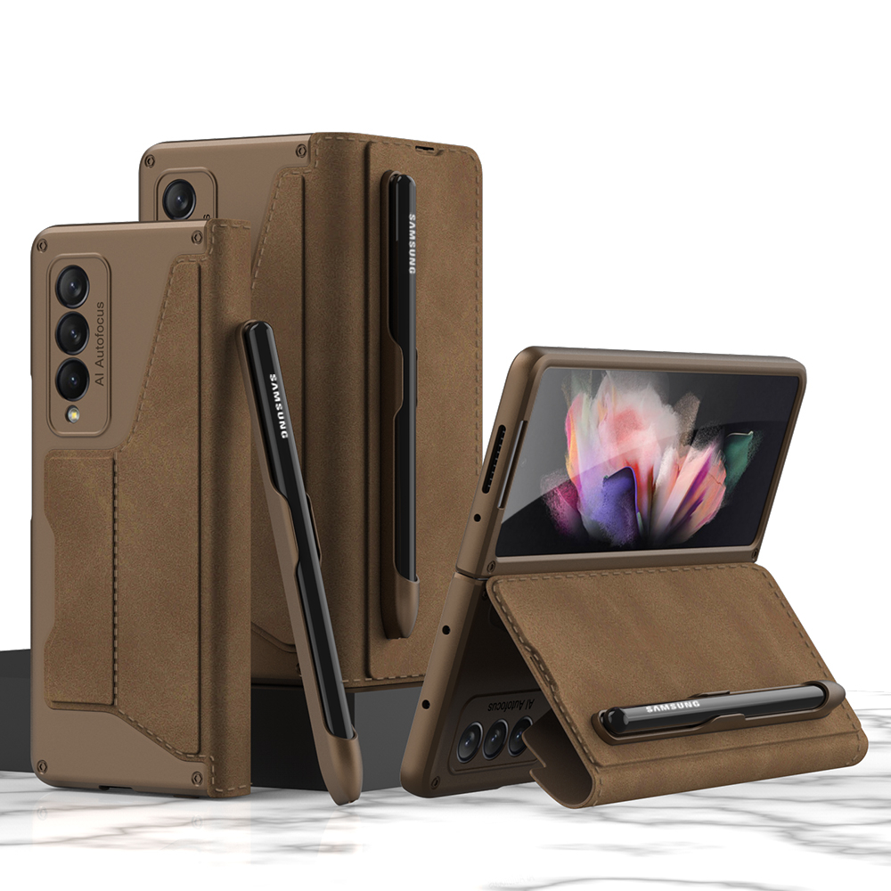 GKK SYNTHETIC Flip tok Samsung Galaxy Z Fold 3 5G barna akciós termékkép 1